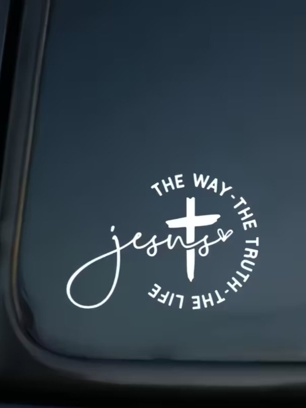 Christian Cross Car Decal – Jesus & John 14:6 Scripture | NIP
